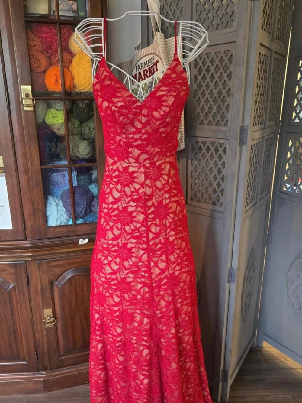 B. darlin Red lace maxi dress